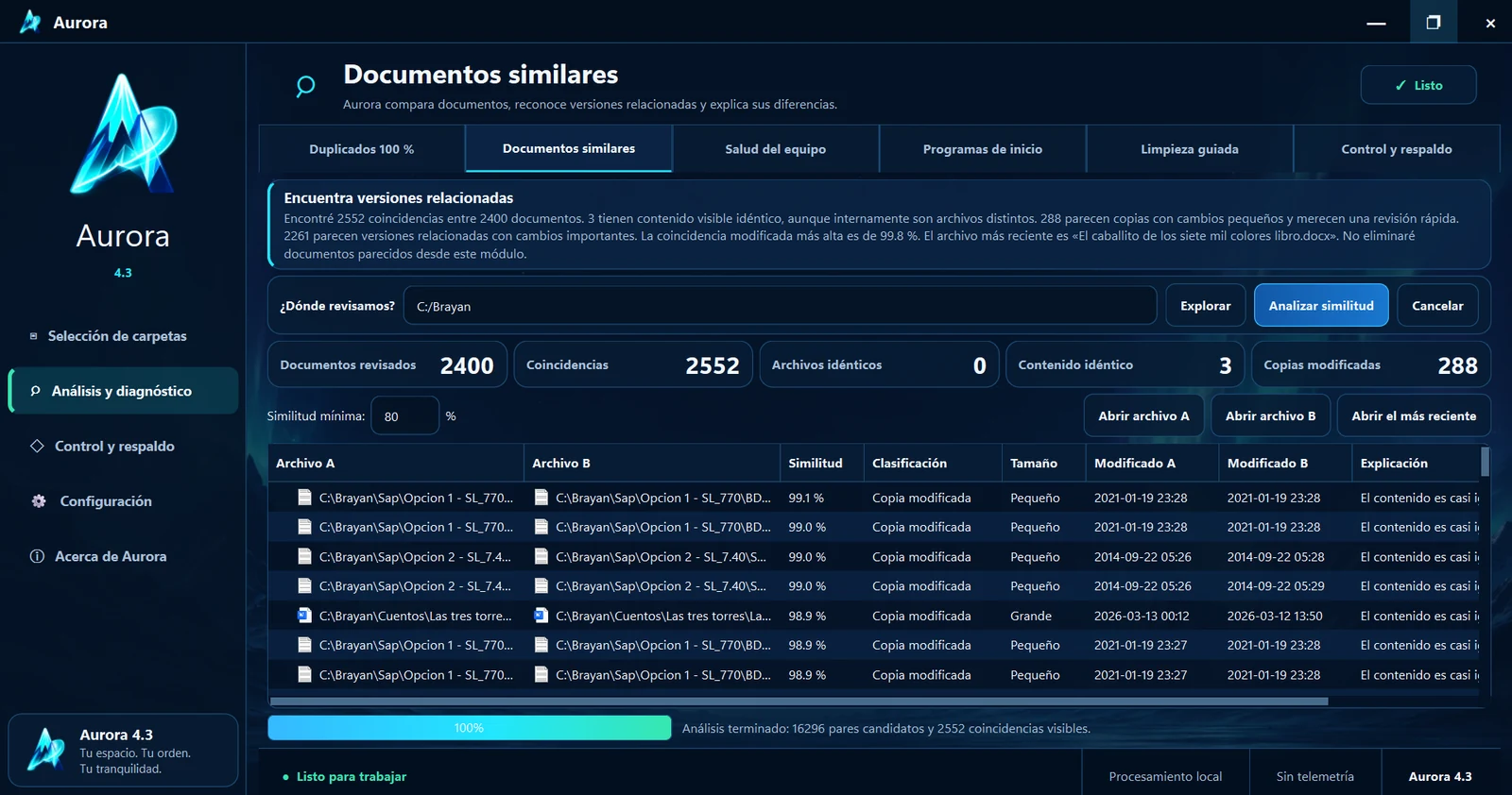 Resultados reales de Documentos similares en Aurora 4.3